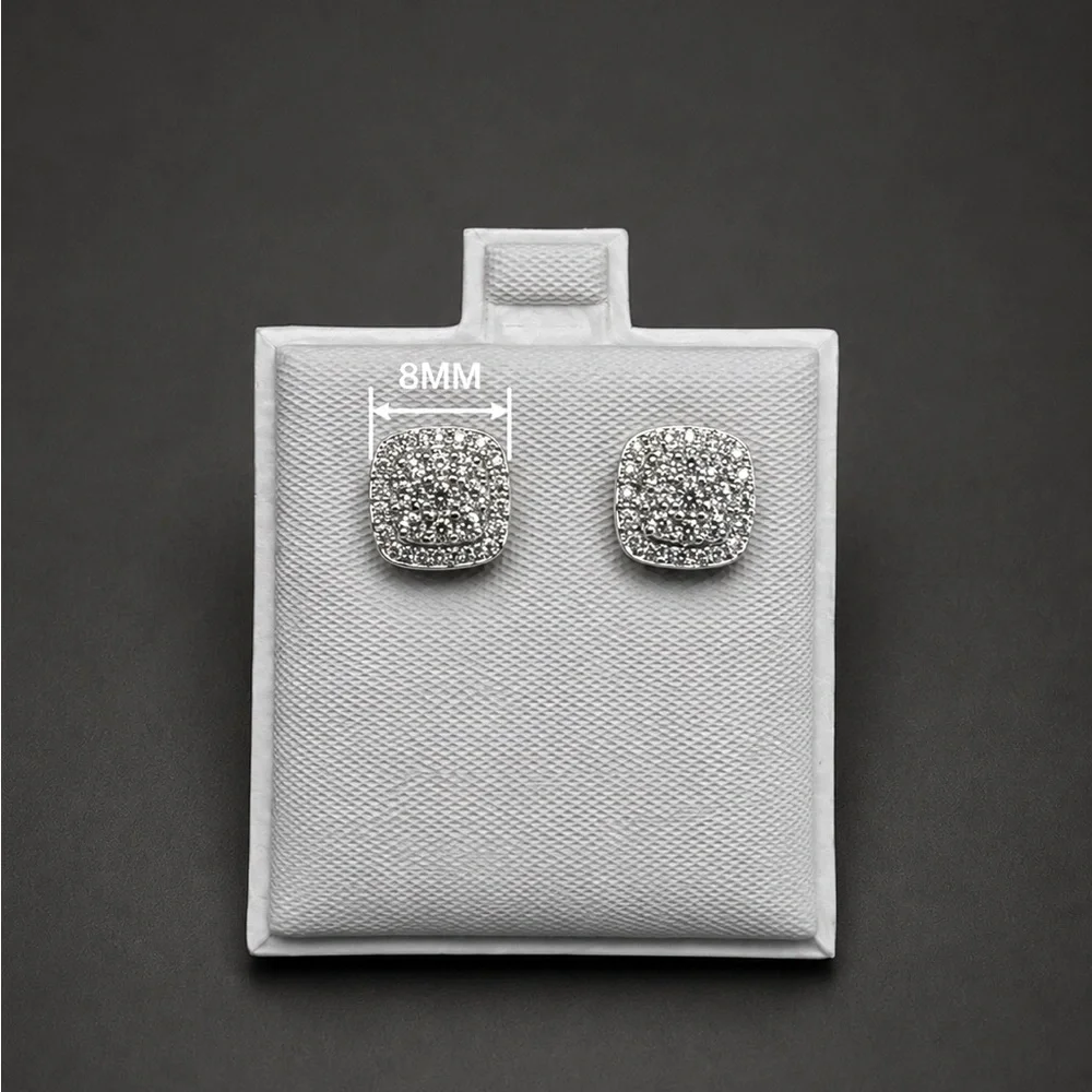 925 Sterling Silver 0.90CT MOISSANITE Square Stud Push Back Earrings